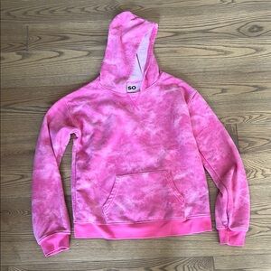 SO Pink Tie-Dye Pullover Sweater with Hood